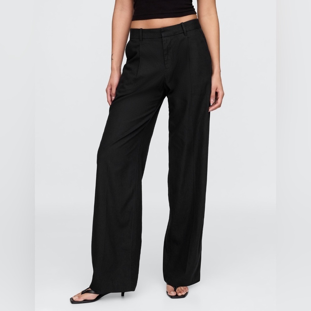 NWT! GAP Black 365 Low Rise Linen-Blend Trousers - Multiple Sizes 🩷 - Picture 2 of 9